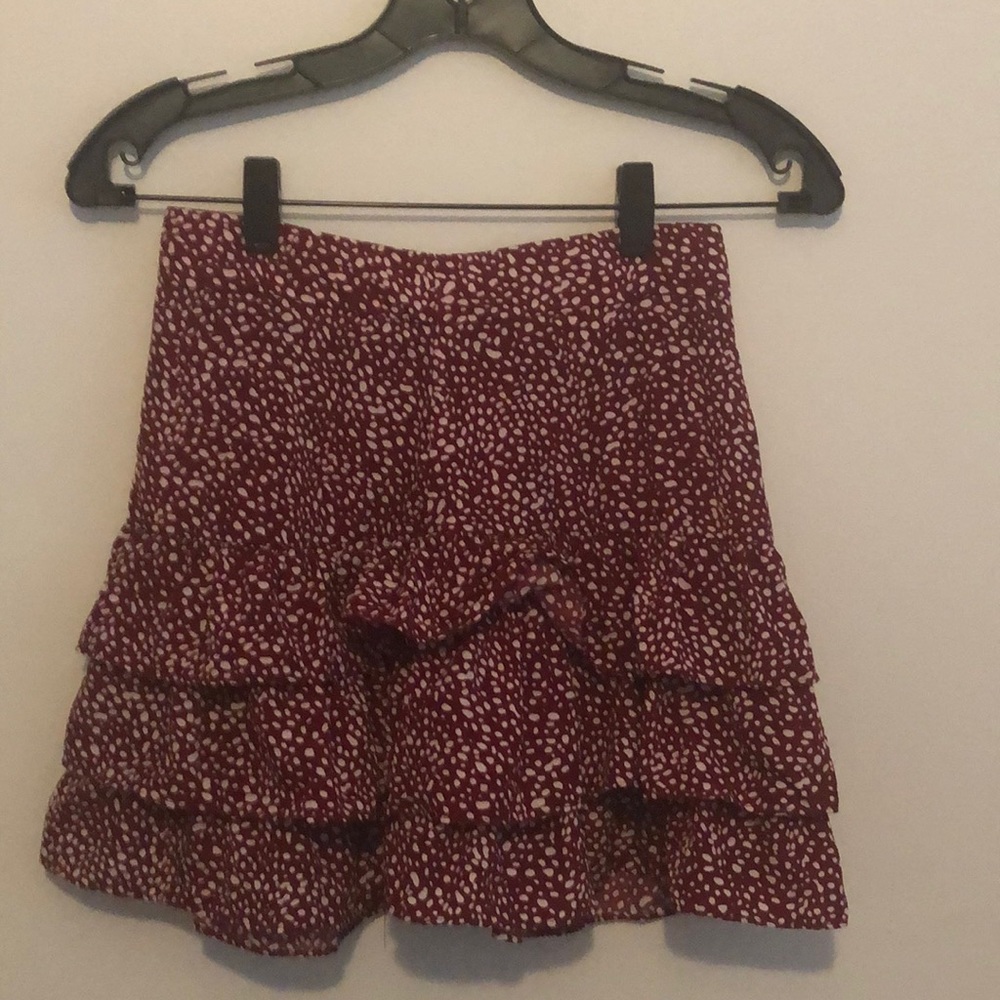 Red skirt with ruffles and white dots